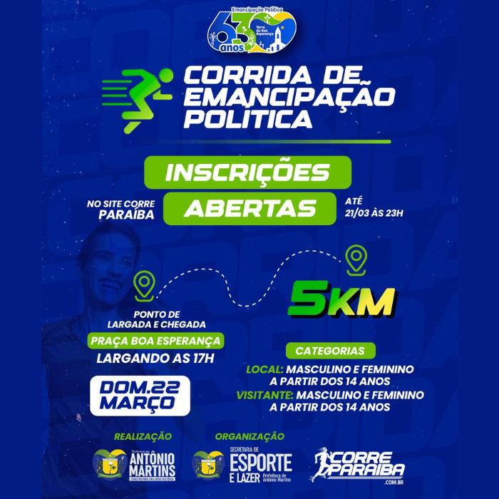 CORRIDA DE 63 ANOS DE EMANCIPAÇÃO POLÍTICA DE ANTÔNIO MARTINS - RN